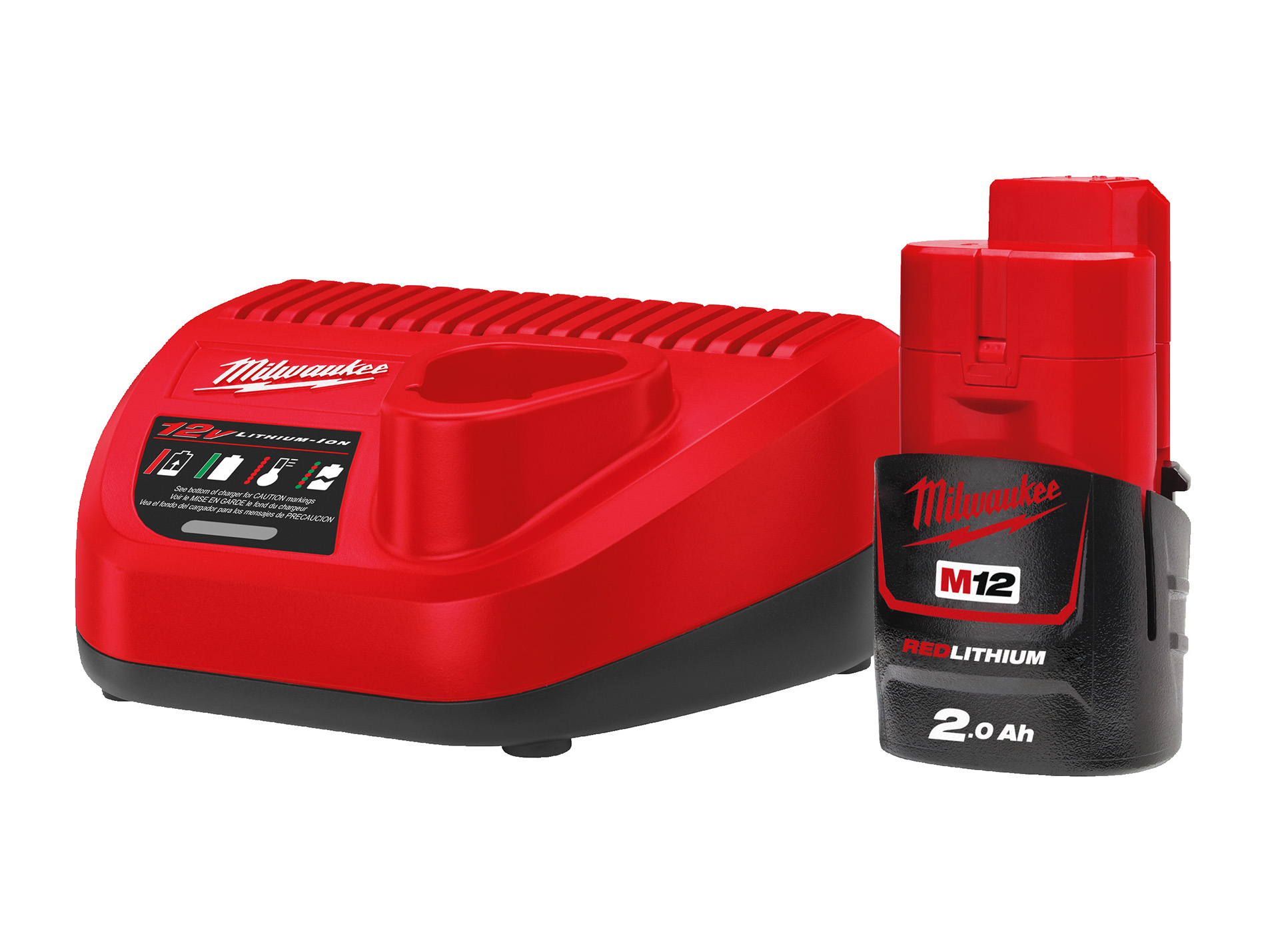 Pack MILWAUKEE M12 NRG 201 Red Lithium 12v 2ah + chargeur
